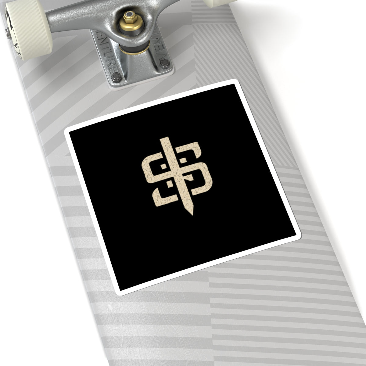 Monogram Sword Sticker — Minimal Vintage Crest Kiss-Cut Sticker