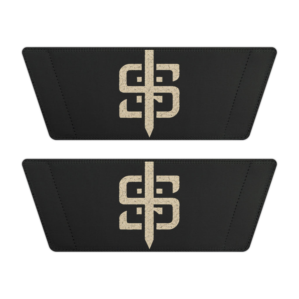 Slide Sandals — Black Strap Slides with Gold Stay Silent Emblem