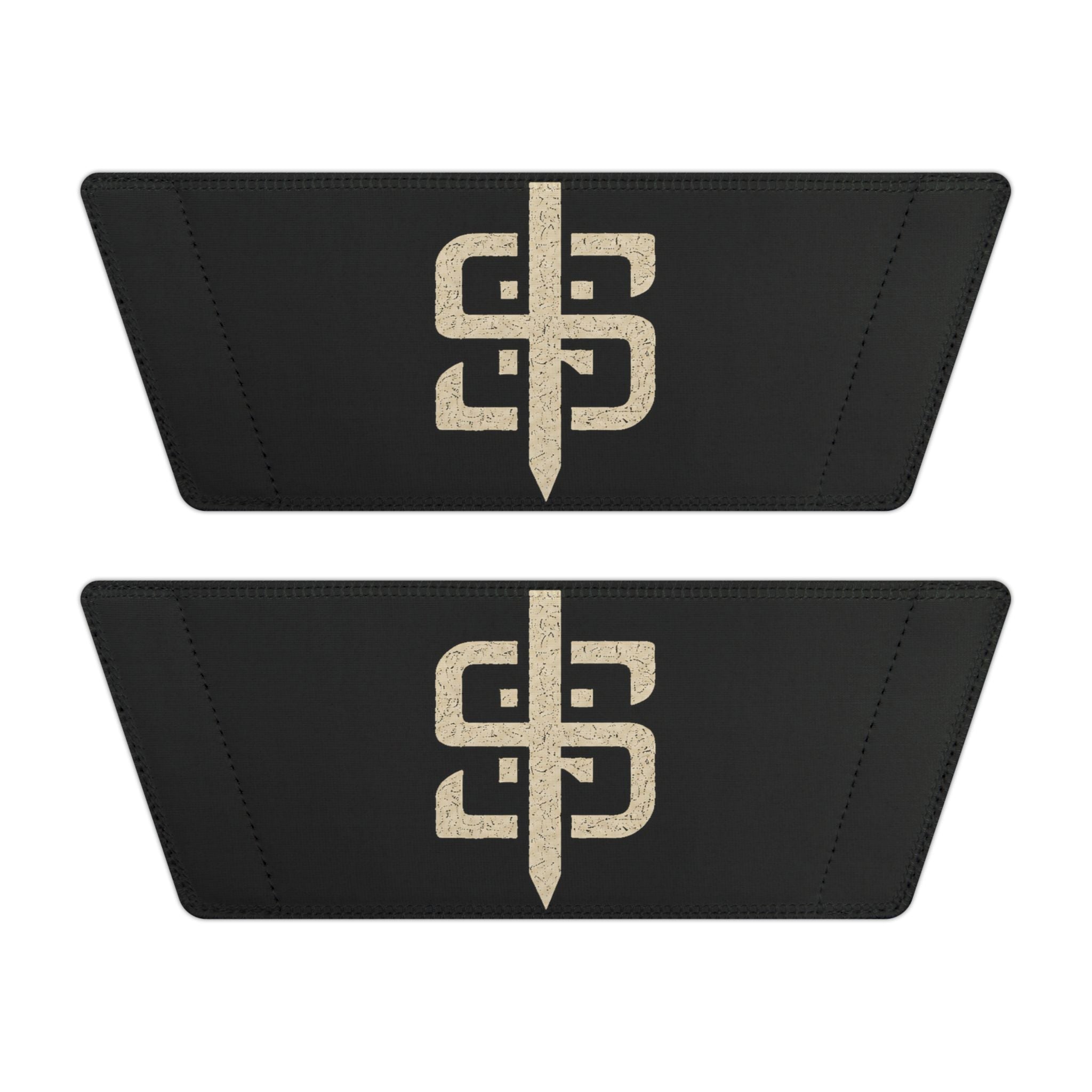 Slide Sandals — Black Strap Slides with Gold Stay Silent Emblem