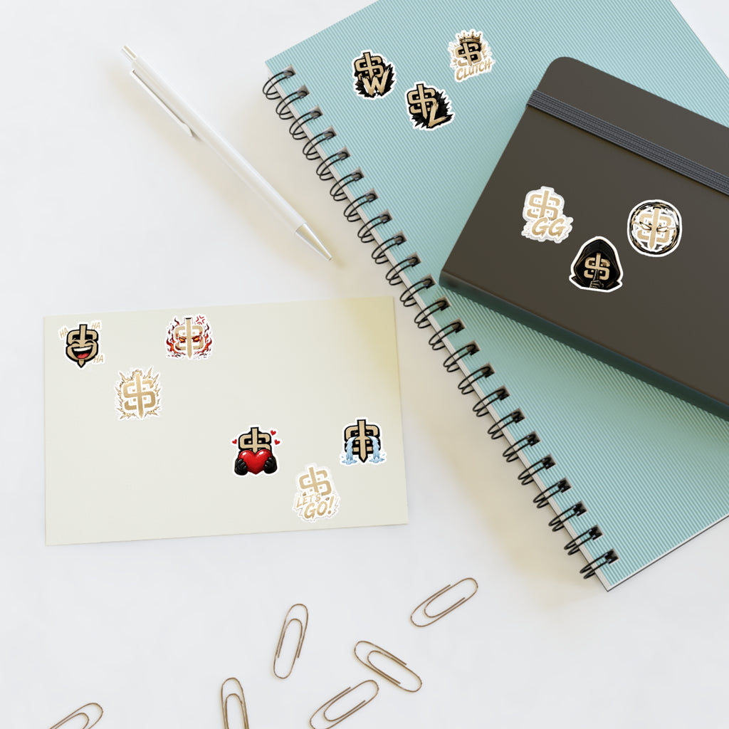 Gold Monogram Sticker Sheet — Decorative Logo Emoji Stickers for Laptops, Planners & Phone Cases