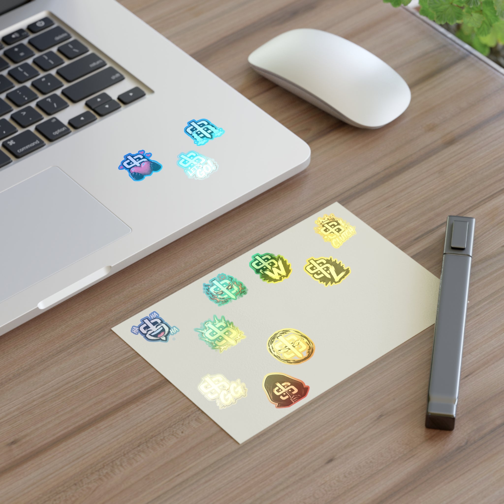 Gold Monogram Sticker Sheet — Decorative Logo Emoji Stickers for Laptops, Planners & Phone Cases