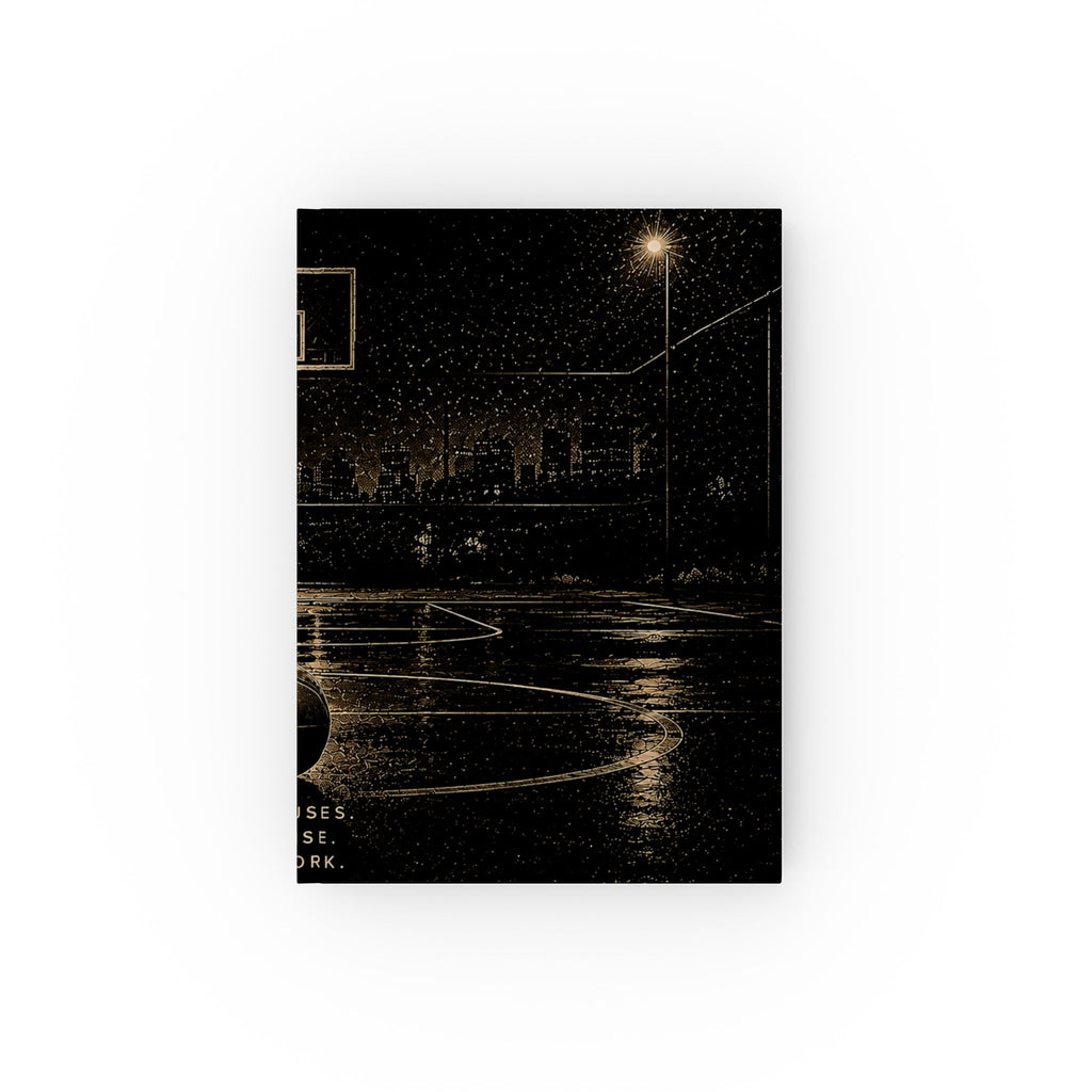 Hardback Journal — Nighttime Basketball Court Retro Notebook