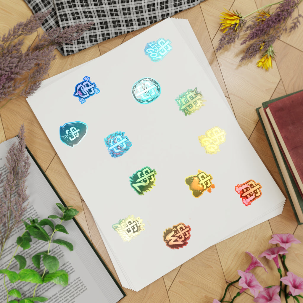 Holographic Logo Sticker Sheet – 10pc Iridescent Decal Pack